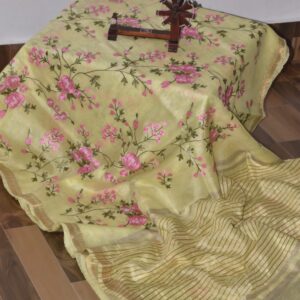 Hand-woven Thread Work Linen Cotton Saree