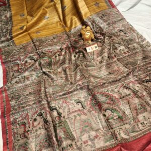 Pure Silk Tussar Ghicha Screen Printed Saree