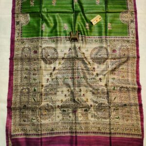 Pure Silk Tussar Ghicha Screen Printed Saree