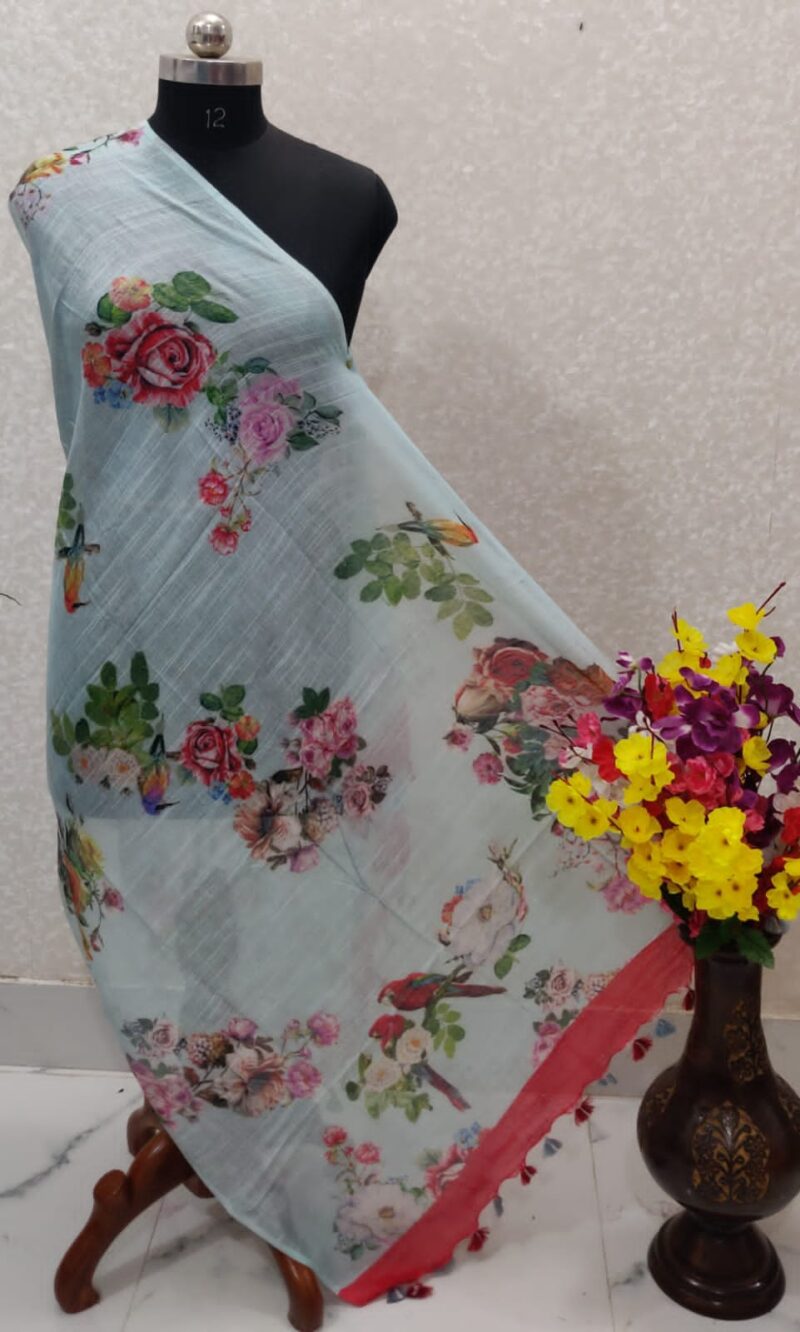 Pure Handloom Linen Digital Print Dupatta