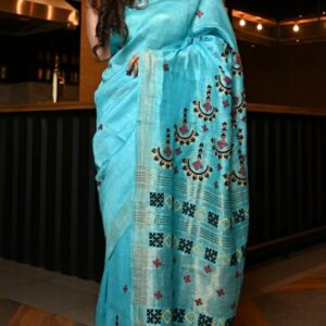 Hand-woven Thread Work Linen Cotton Saree