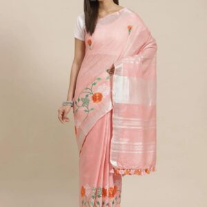 Hand-woven Thread Work Linen Cotton Saree