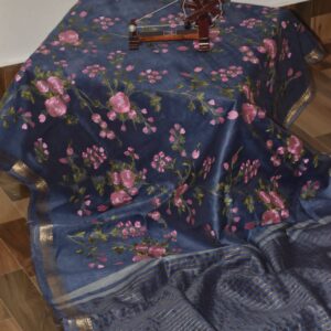 Hand-woven Thread Work Linen Cotton Saree