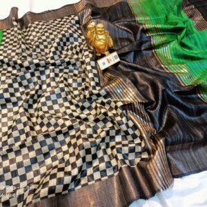 Pure Silk Tussar Ghicha Screen Printed Saree