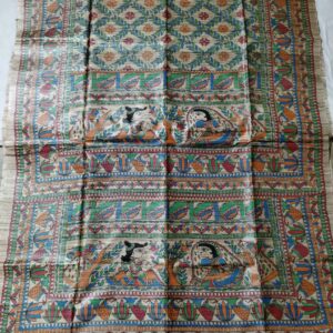 Full Madhubani Painted Ghicha Tussar Silk Saree