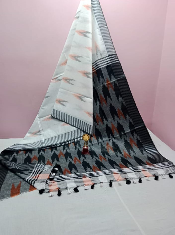 Bhagalpuri Handloom Pure Cotton Ikkat Saree for Women