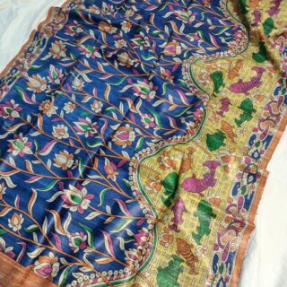 Pure Silk Tussar Ghicha Screen Printed Saree