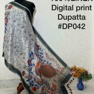 Pure Handloom Linen Digital Print Dupatta
