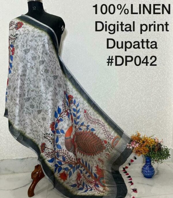 Pure Handloom Linen Digital Print Dupatta