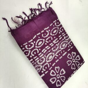 Pure Cotton Hand Block Batik Print Saree With Blouse Pcs-Wine