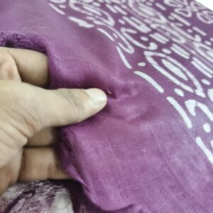 Pure Cotton Hand Block Batik Print Saree With Blouse Pcs-Wine