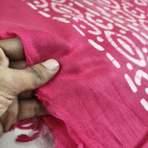 Pure Cotton Hand Block Batik Print Saree With Blouse Pcs-Hot Pink