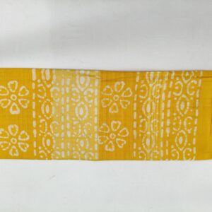 Pure Cotton Hand Block Batik Print Saree With Blouse Pcs-Yellow