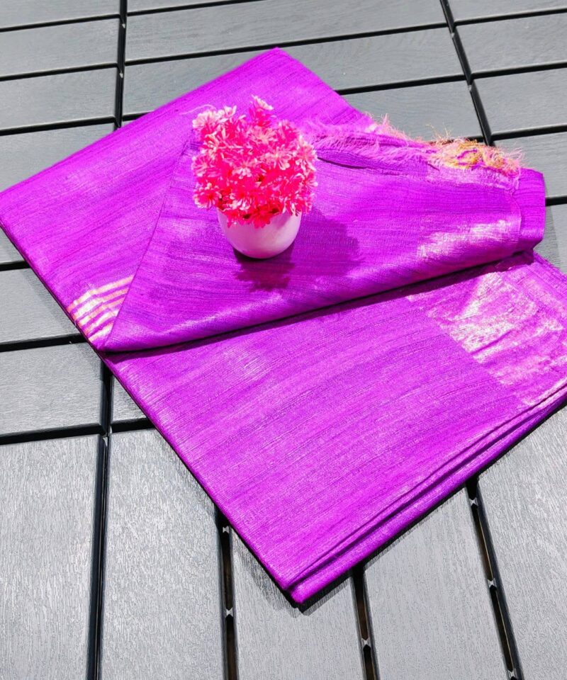 Pure Silk Tussar Ghicha Saree with Woven Zari Border