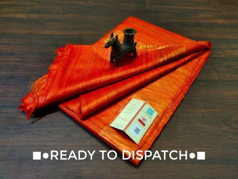 Pure Silk Tussar Ghicha Saree with Woven Zari Border