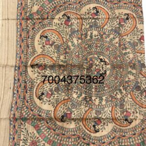 Madhubani Hand Painted Ghicha Tussar Silk Saree