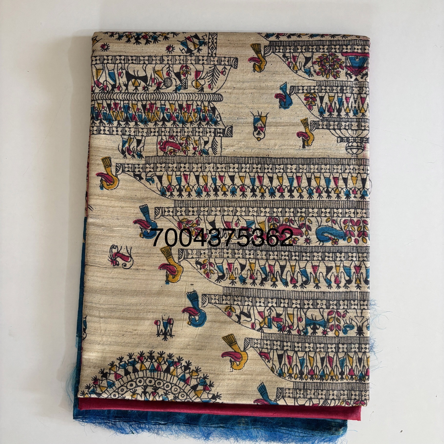 Pure Silk Tussar Ghicha Screen Printed Saree - Image 2