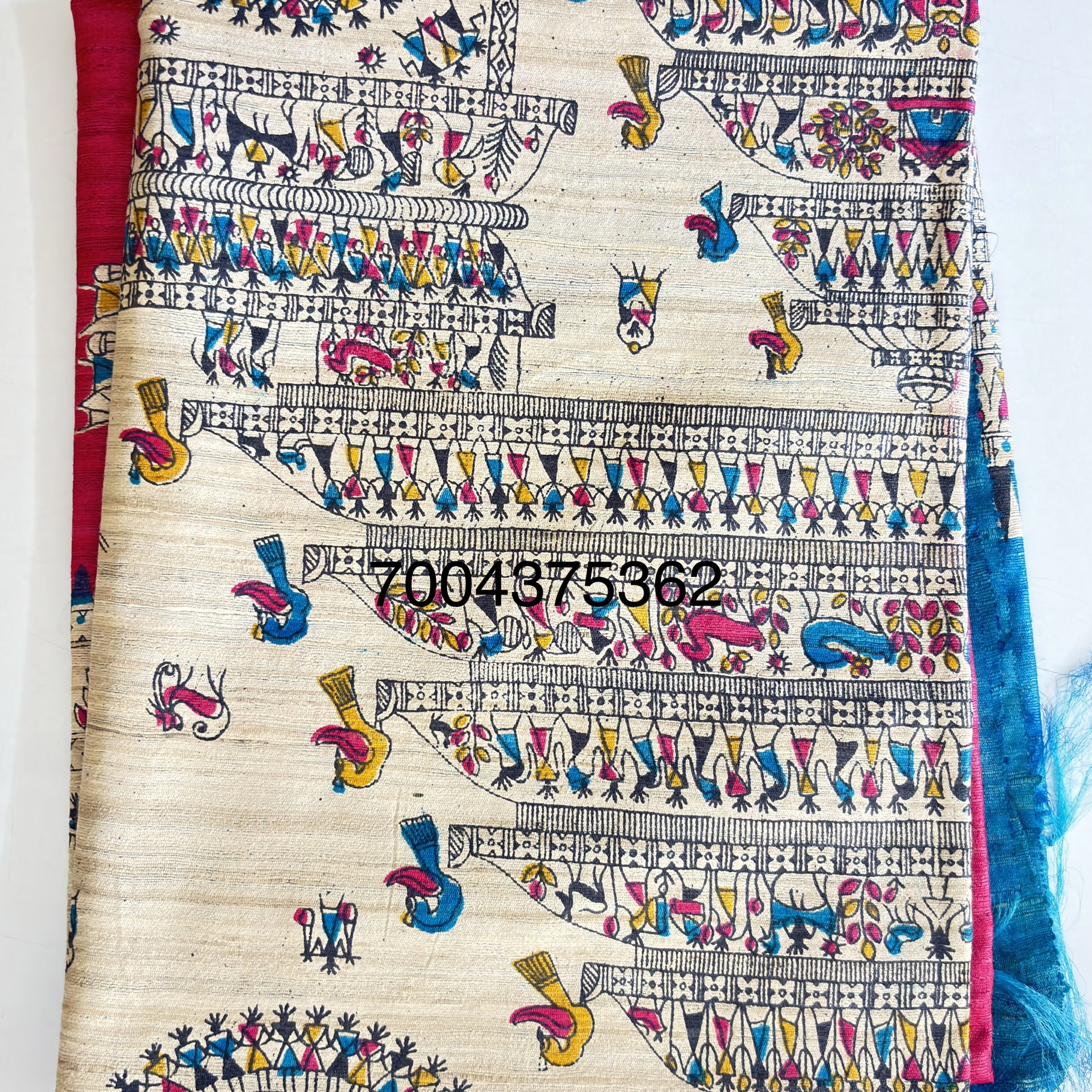Pure Silk Tussar Ghicha Screen Printed Saree - Image 6