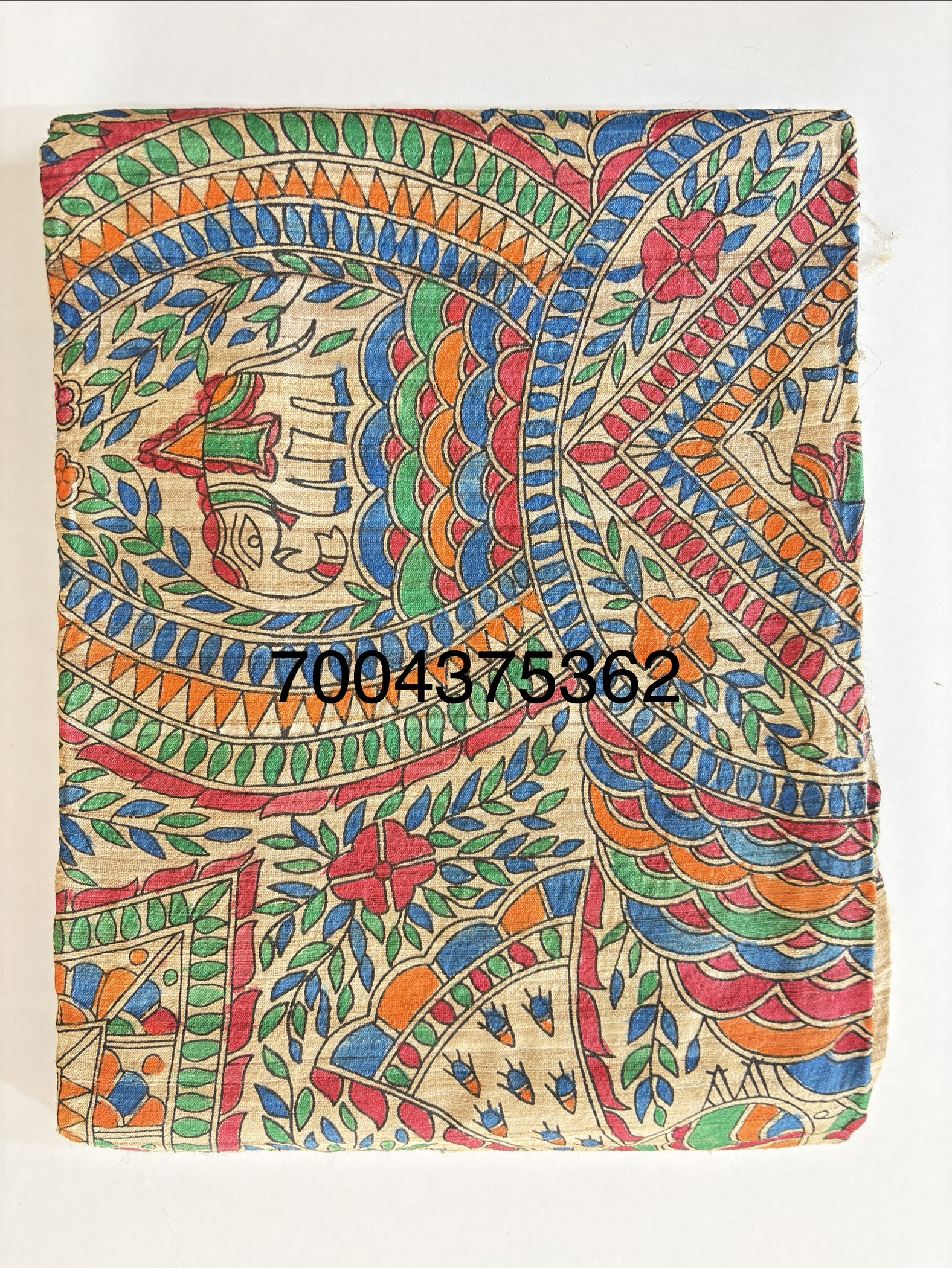 Full Madhubani Painted Ghicha Tussar Silk Saree - Image 2