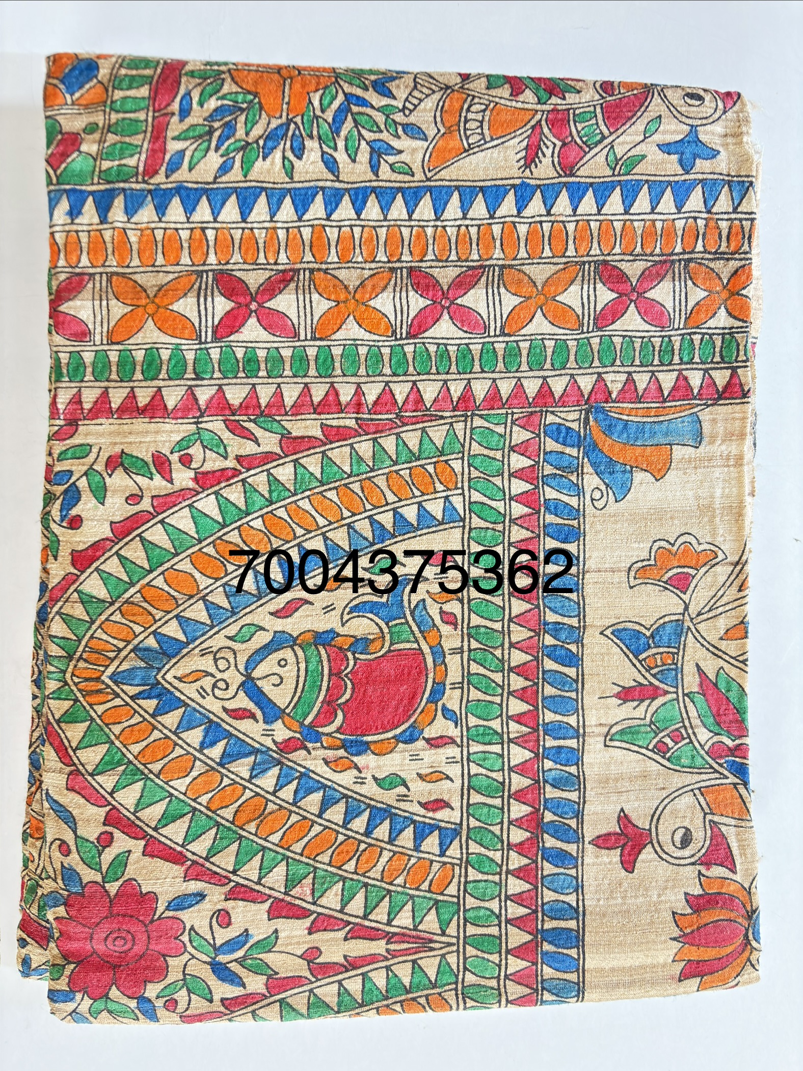 Full Madhubani Painted Ghicha Tussar Silk Saree - Image 3