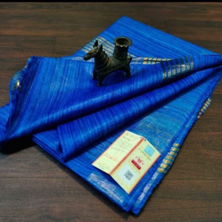 Pure Silk Tussar Ghicha Saree with Woven Zari Border