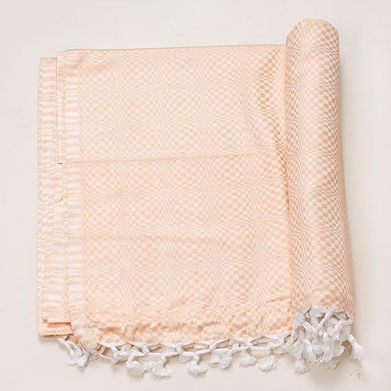 Bhagalpuri Designer Chadar Light Orange 52 x 96 inch - Image 2