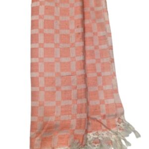 Bhagalpuri Chadar Large Check 52X96 inch Pastel Orange