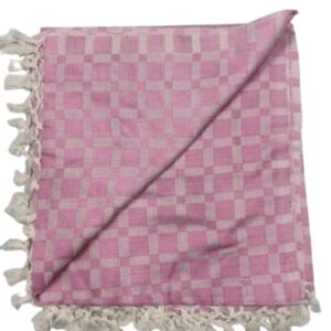 Bhagalpuri Chadar Large Check 52X96 inch Pink