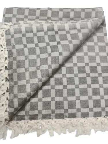 Bhagalpuri Chadar Large Check 52X96 inch Grey - Image 2