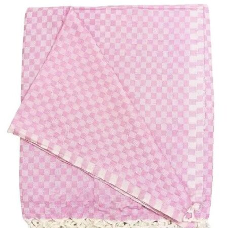 Bhagalpuri Chadar Small Check 52X96 inch Pink