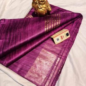 Pure Silk Tussar Ghicha Saree with Woven Zari Border