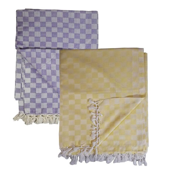 Premium Bhagalpuri Cotton Chadar Checkered Pack of 2 Yellow & Purple