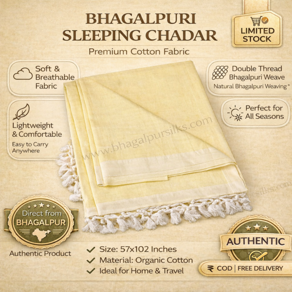 Bhagalpuri Dull Chadar Premium Quality Plane Lemmon 57x102 inch