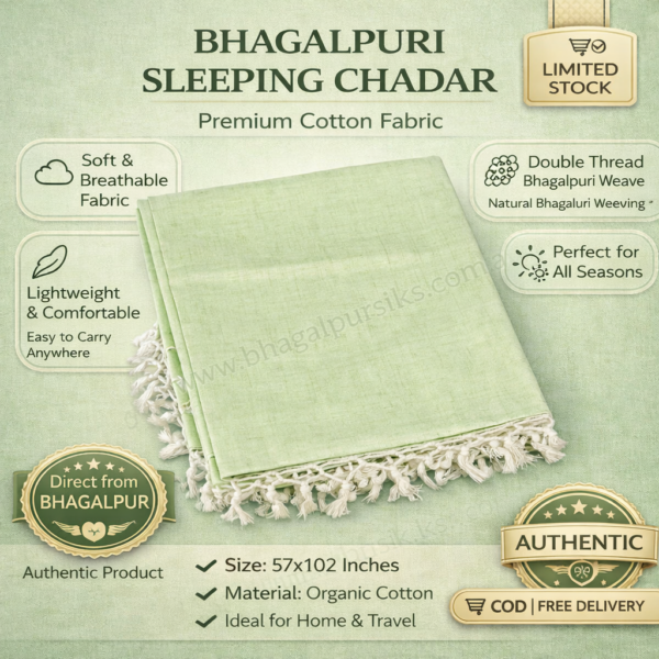 Bhagalpuri Dull Chadar Premium Quality Plane Parrot Green 57x102 inch