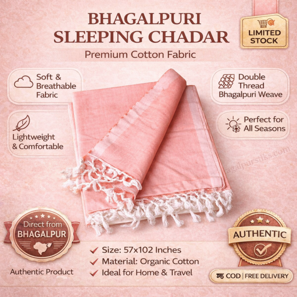 Bhagalpuri Dull Chadar Premium Quality Plane Pastel Orange 57x102 inch