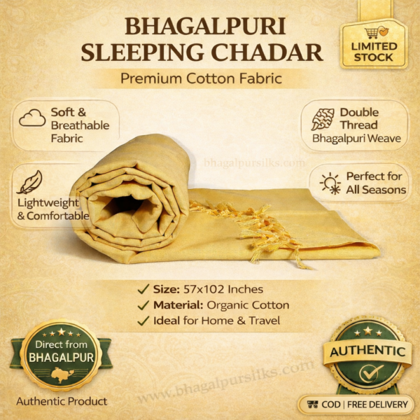 Bhagalpuri Dull Chadar Premium Quality Plane Yellow 57x102 inch