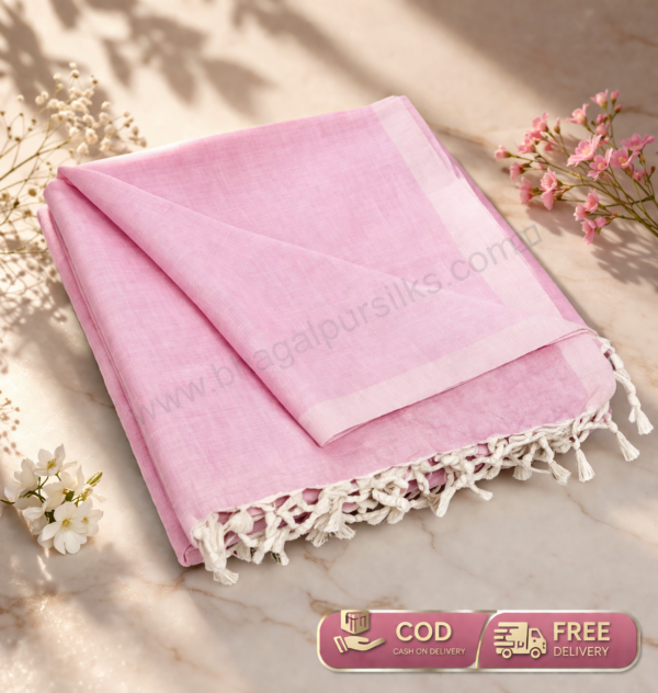 Bhagalpuri Sleeping Chadar for Summer AC Room Plane Pink 53x96 inch