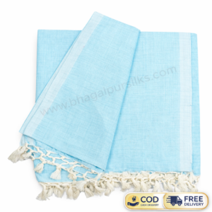 Bhagalpuri Sleeping Chadar for Summer AC Room Plane Turquoise Blue 53x96 inch