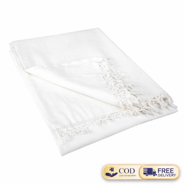 Bhagalpuri Sleeping Chadar for Summer AC Room Plane White 53x96 inch