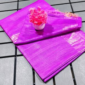 Pure Silk Tussar Ghicha Saree with Woven Zari Border