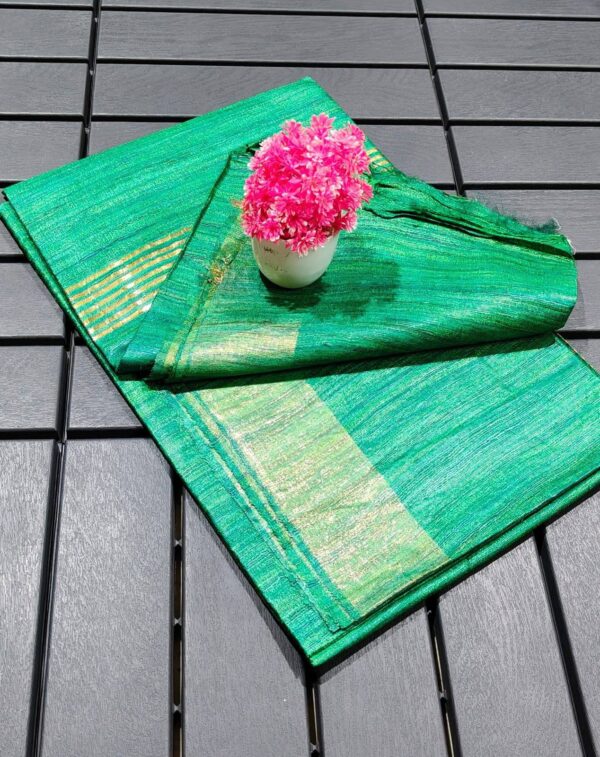 Pure Silk Tussar Ghicha Saree with Woven Zari Border