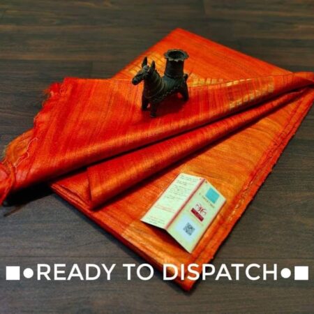 Pure Silk Tussar Ghicha Saree with Woven Zari Border