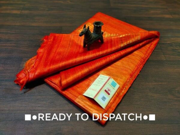 Pure Silk Tussar Ghicha Saree with Woven Zari Border