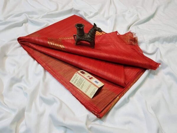 Pure Silk Tussar Ghicha Saree with Woven Zari Border