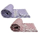 Premium Bhagalpuri Cotton Chadar Checkered Pack of 2 Purple & Peach