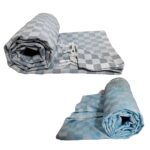 Premium Bhagalpuri Cotton Chadar Checkered Pack of 2 Turquoise Green & Grey
