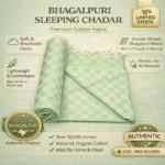 Premium Bhagalpuri Cotton Chadar Checkered Parrot Green-5296 in