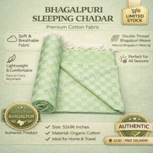Premium Bhagalpuri Cotton Chadar Checkered Parrot Green-5296 in