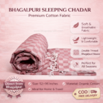 Premium Bhagalpuri Cotton Chadar Checkered Peach-5296 in
