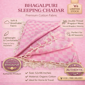Premium Bhagalpuri Cotton Chadar Checkered Pink-5296 in